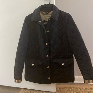 Burberry Quilted Coat Black with gold buttons XS